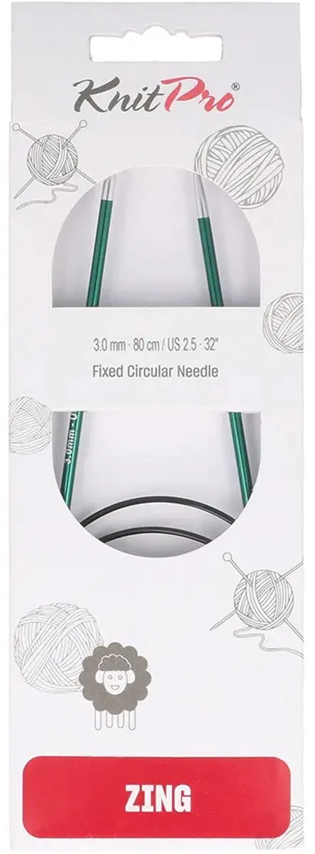 KnitPro Zing Rondbreinaalden 80cm 3.00mm - Groen