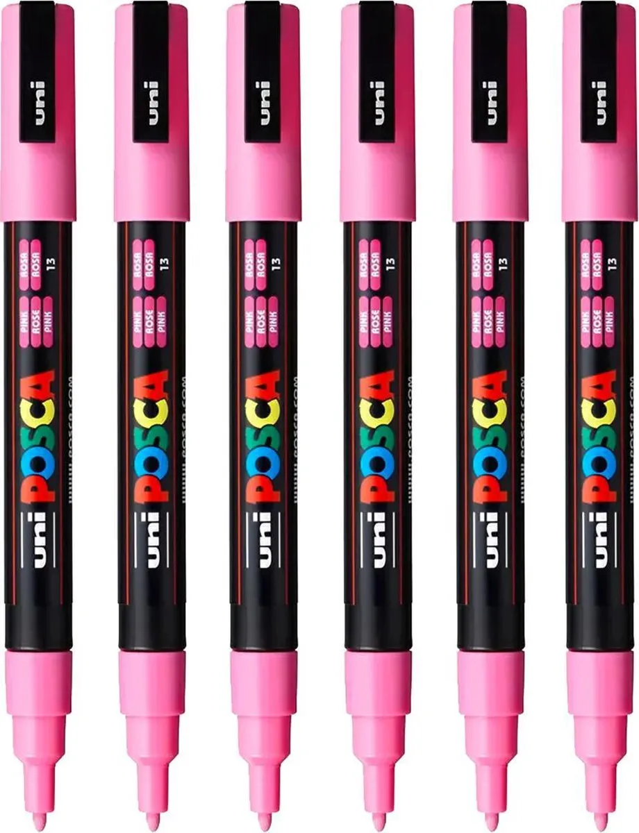 Posca PC-3M Fine Tip Verfstiften - Roze - 6 Stuks