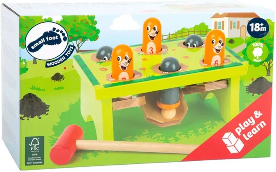 Small Foot Houten Hamerbank Mollen - 7-delig - Groen