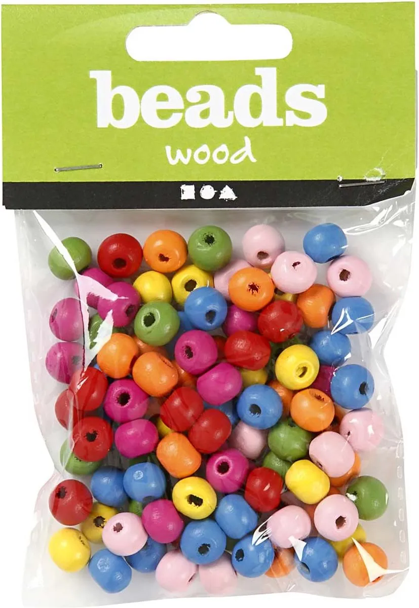 Creativ Company Houten Kralen 8mm - Multicolor - 90 Stuks
