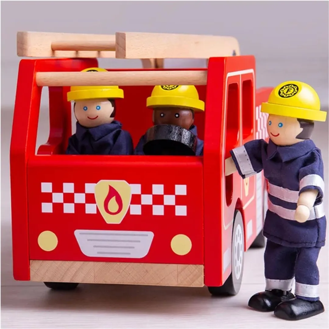 BIGJIGS Auto Brandweer Ladderwagen JT131 - 28cm