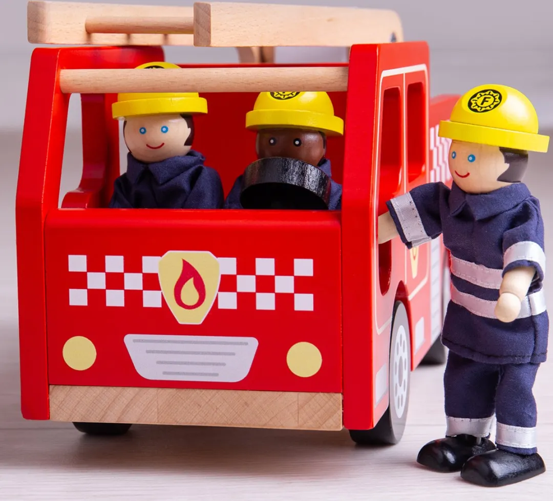 BIGJIGS Auto Brandweer Ladderwagen JT131 - 28cm
