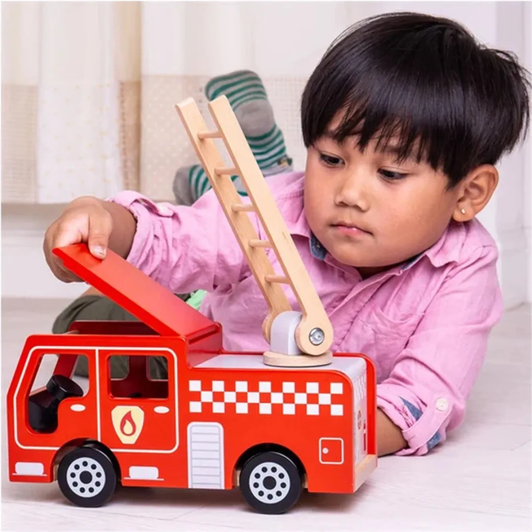 BIGJIGS Auto Brandweer Ladderwagen JT131 - 28cm