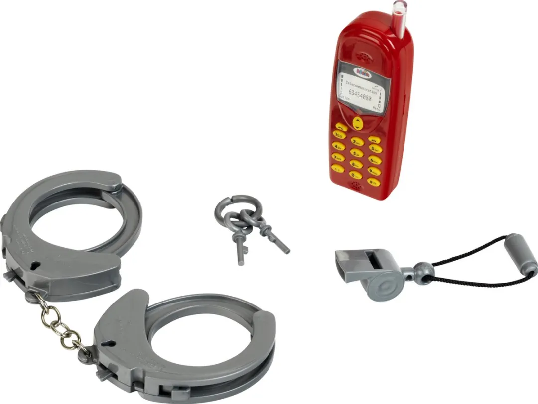 Klein Toys 3-delige Politie Set - Handboeien, Fluitje & Telefoon Rood/Grijs