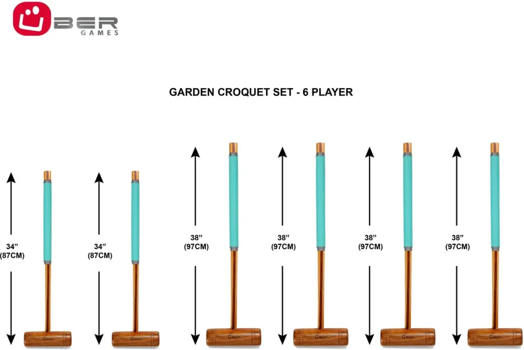 Ubergames Tuin Croquet Set 6-Persoons - Hardhouten Mallets met Trolley