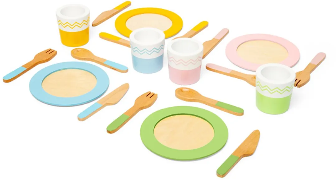 BigJigs Houten Diner Servies Set - Multicolor
