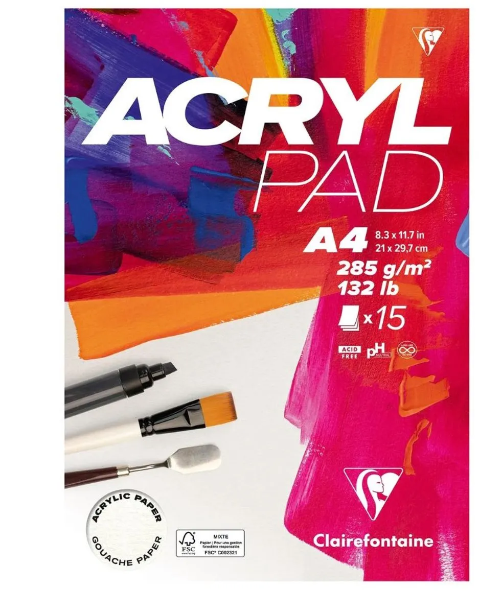Clairefontaine Acrylblok A4 Wit 15 Vel
