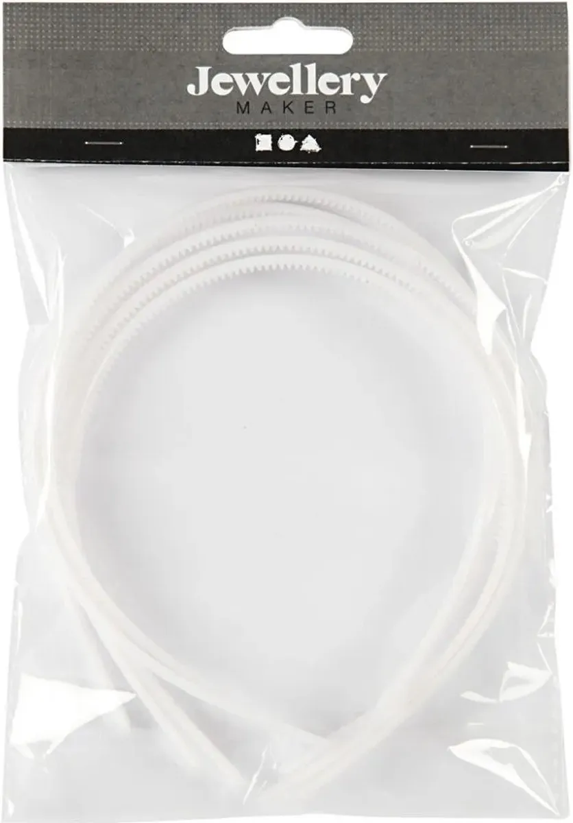 Creativ Company Plastic Haarbanden 8mm - Wit - 5 Stuks