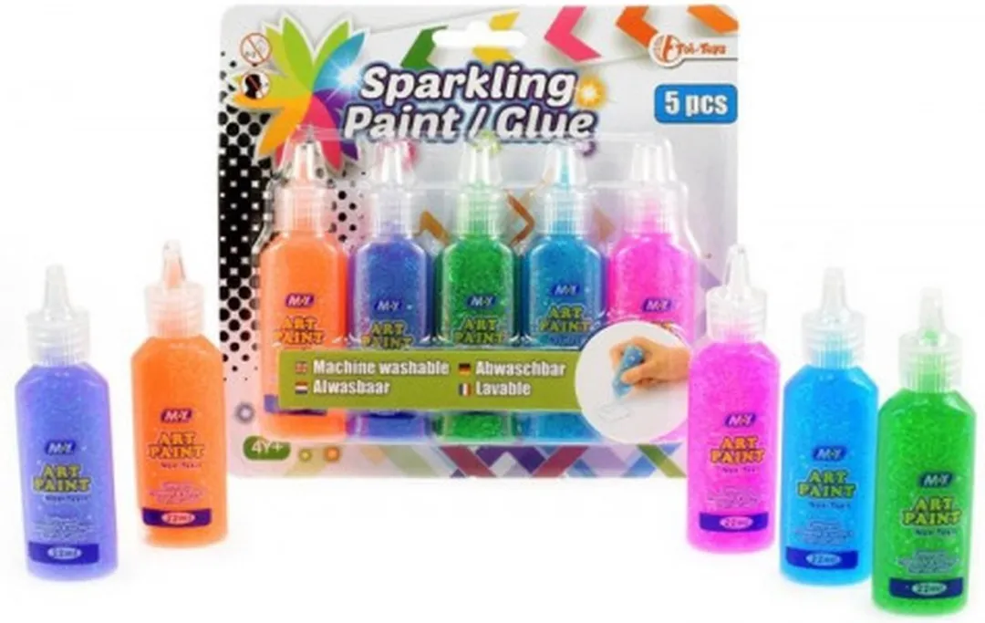 Toi-Toys Glitterlijmtubes 5 Stuks - 64ml