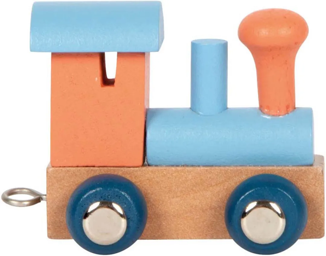 Small Foot Houten Lettertrein Polar Locomotief - Zalmroze/Blauw