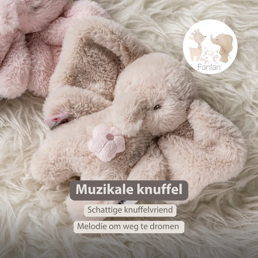 Nattou FanFan Muziekknuffel Olifant 20cm - Zand