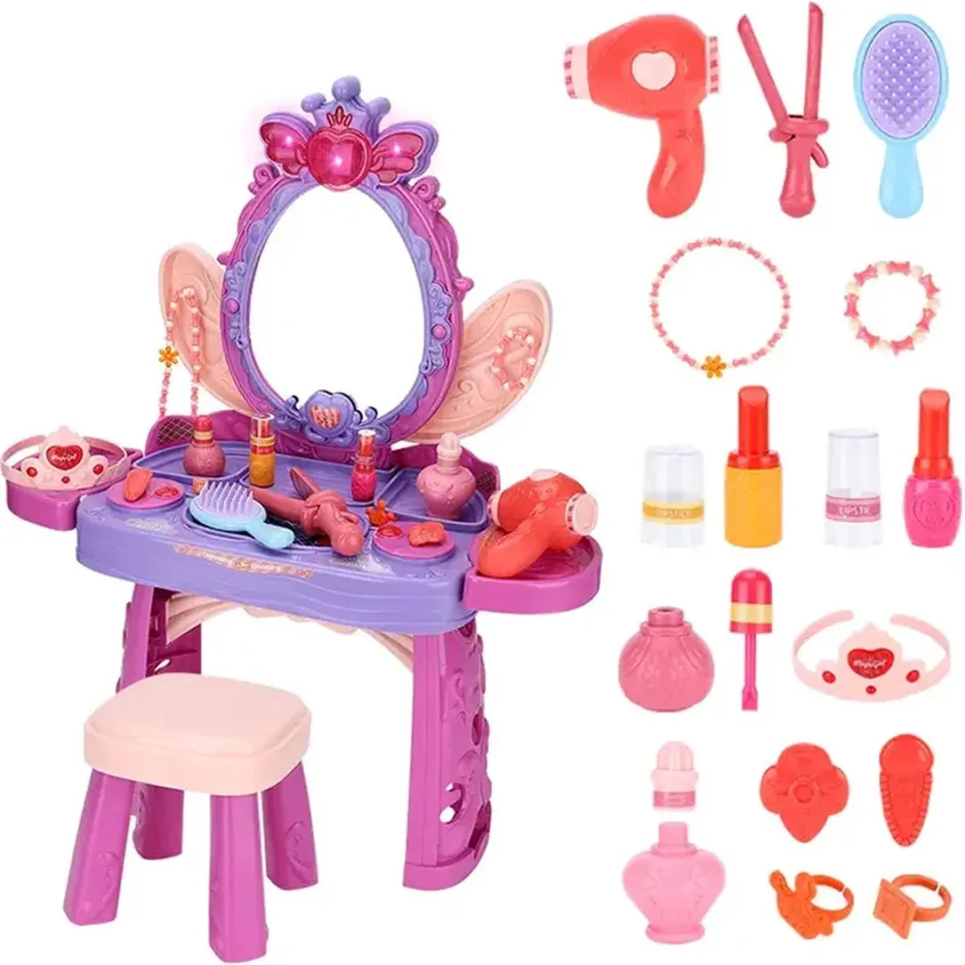 Sako Toys Kaptafel Schoonheidsspecialiste Roze/Paars - met krukje