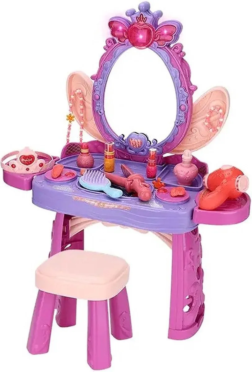 Sako Toys Kaptafel Schoonheidsspecialiste Roze/Paars - met krukje