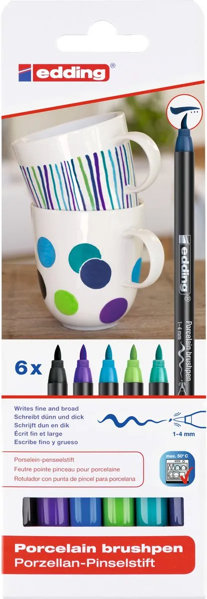 edding 4200 Porseleinstiften Koele Kleuren - 6 Stuks