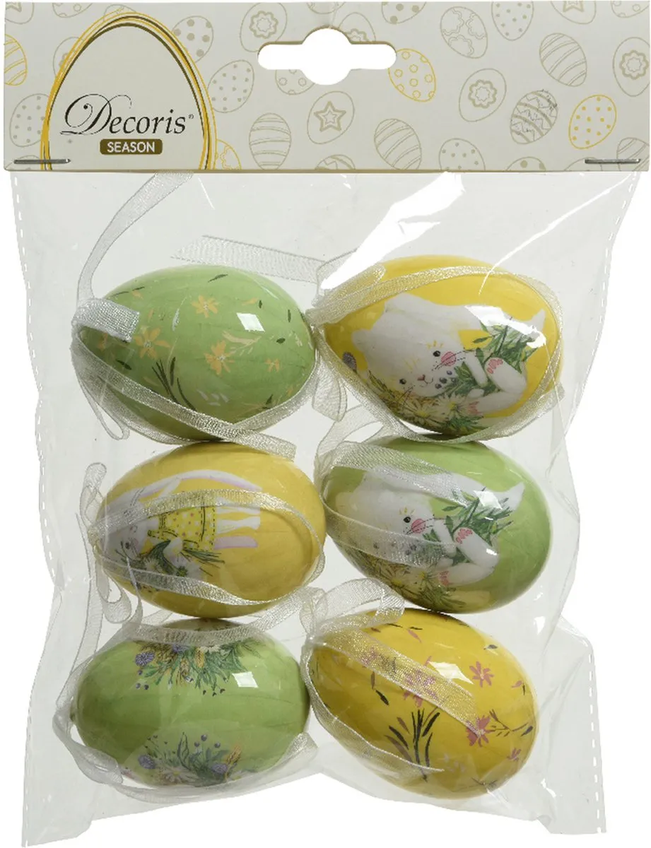 Decoris Paaseieren Foam - 6 Stuks - 6 cm - Geel