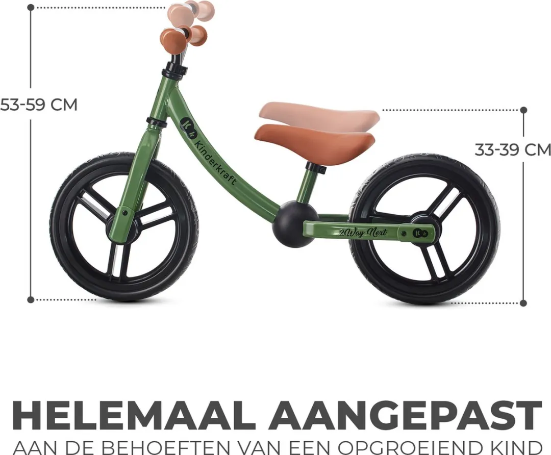KinderKraft 2WAY NEXT Loopfiets 12" - Groen