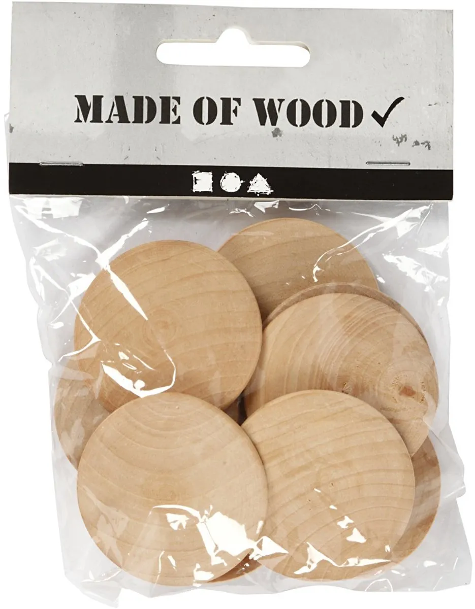 Creativ Company Houten Knopen Beige Ø40mm - 10 Stuks