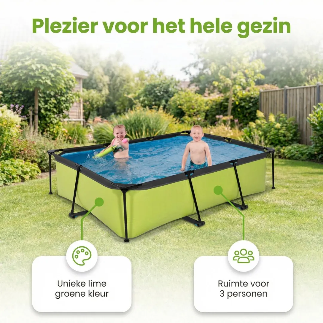 EXIT Rechthoekig Lime Frame Zwembad 220x150x65cm - 7-delig