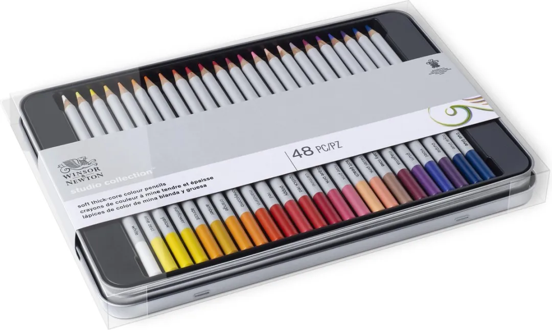 Winsor & Newton Studio Collection Kleurpotloden 48 Stuks - Dikcores Wax-Based