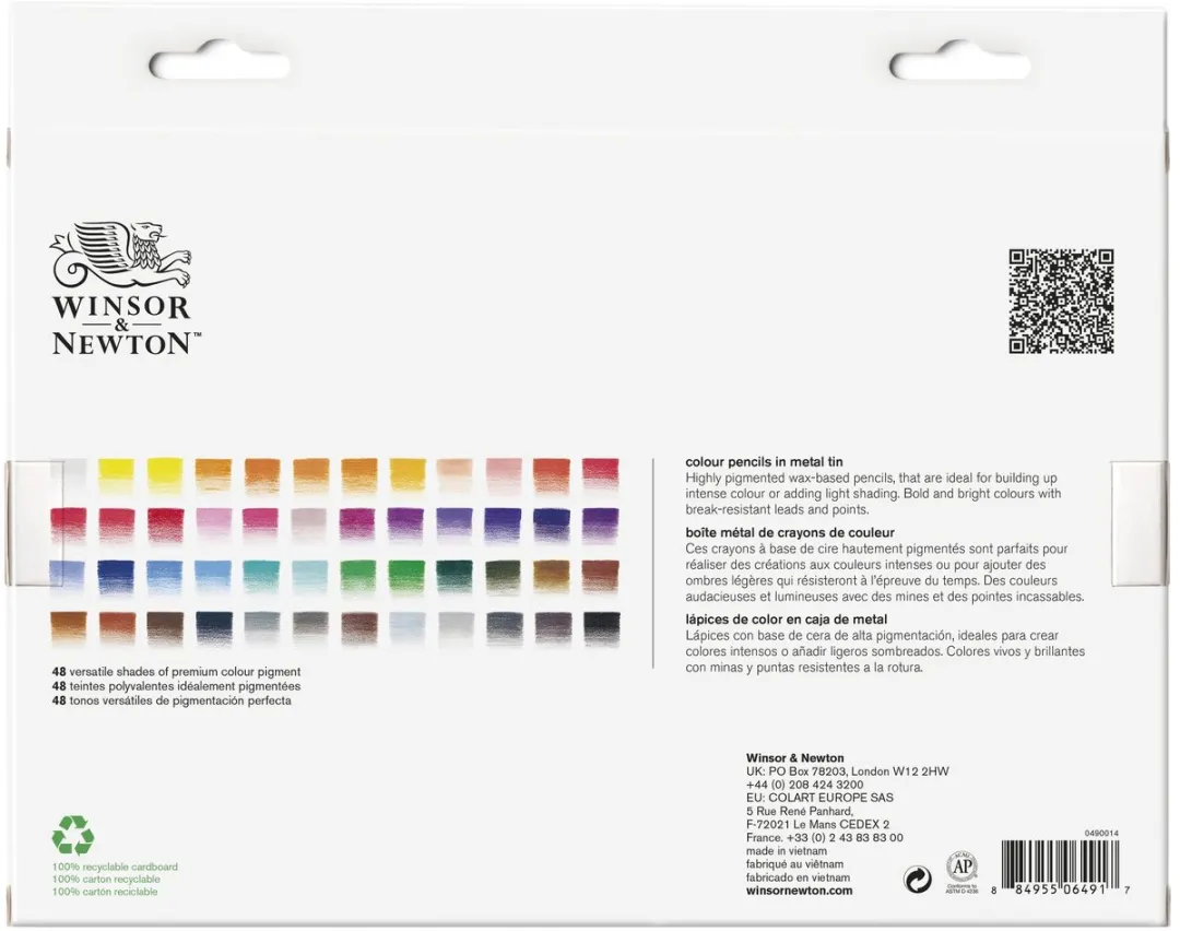 Winsor & Newton Studio Collection Kleurpotloden 48 Stuks - Dikcores Wax-Based