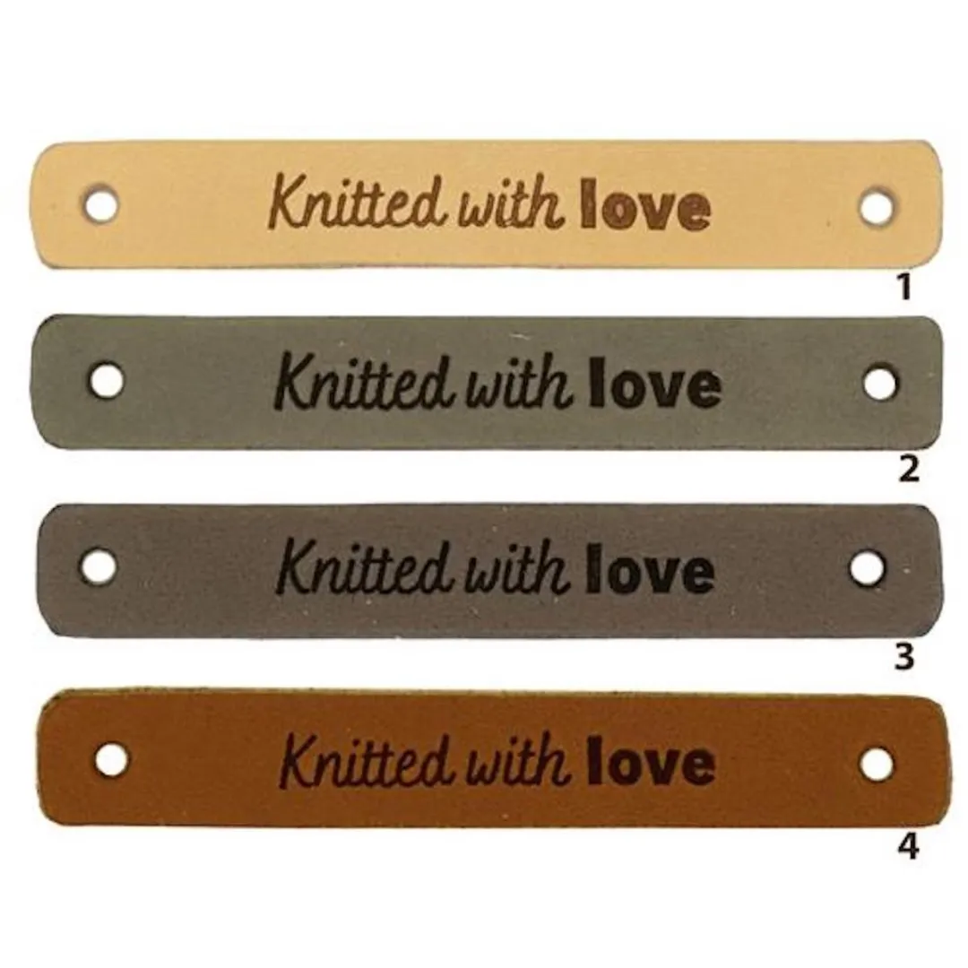 Durable Leren Labels Knitted with Love - 2 Stuks - Bruin
