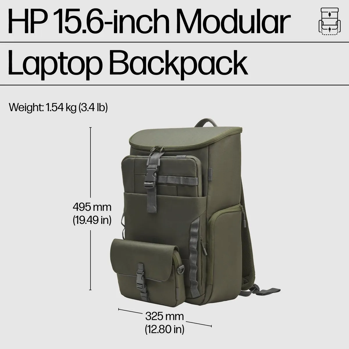 HP 9J496AA Modular Rugzak 15.6" - Groen/Grijs