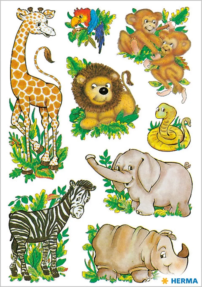 Herma Jungle Dieren Stickers - 24 Stuks