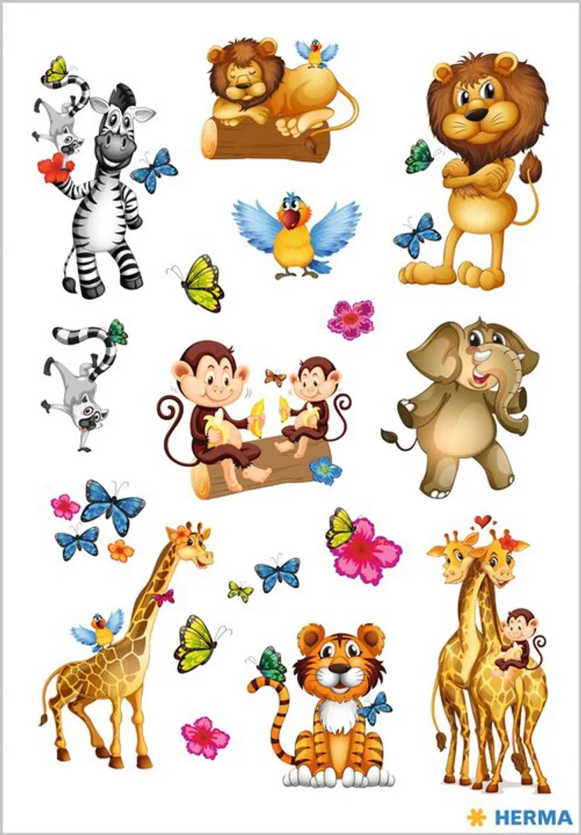 Herma Jungle Dieren Stickers - 24 Stuks