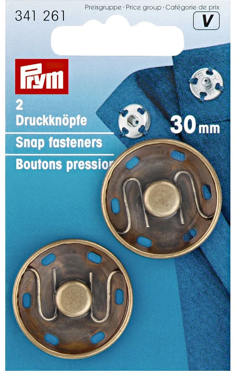 Prym Oudmessing Drukknopen 30mm - 2 Stuks