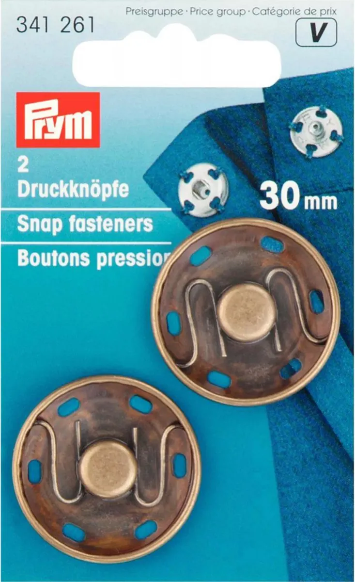 Prym Oudmessing Drukknopen 30mm - 2 Stuks