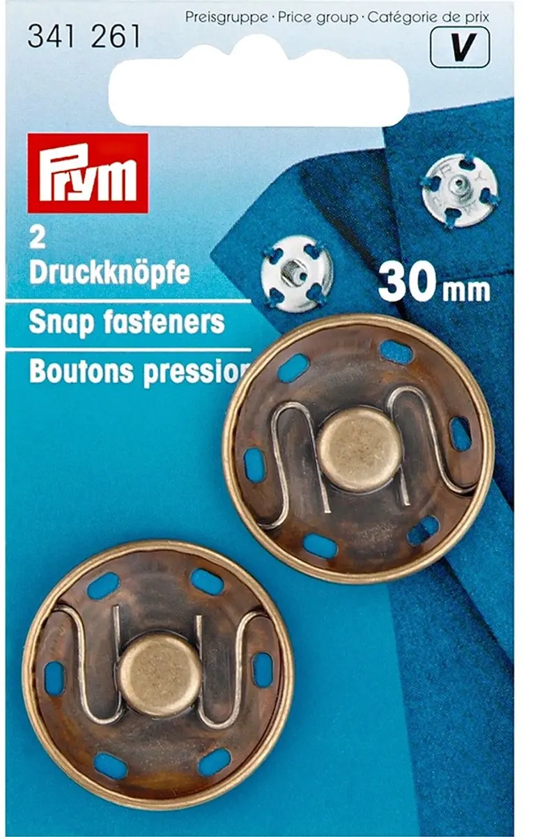 Prym Oudmessing Drukknopen 30mm - 2 Stuks