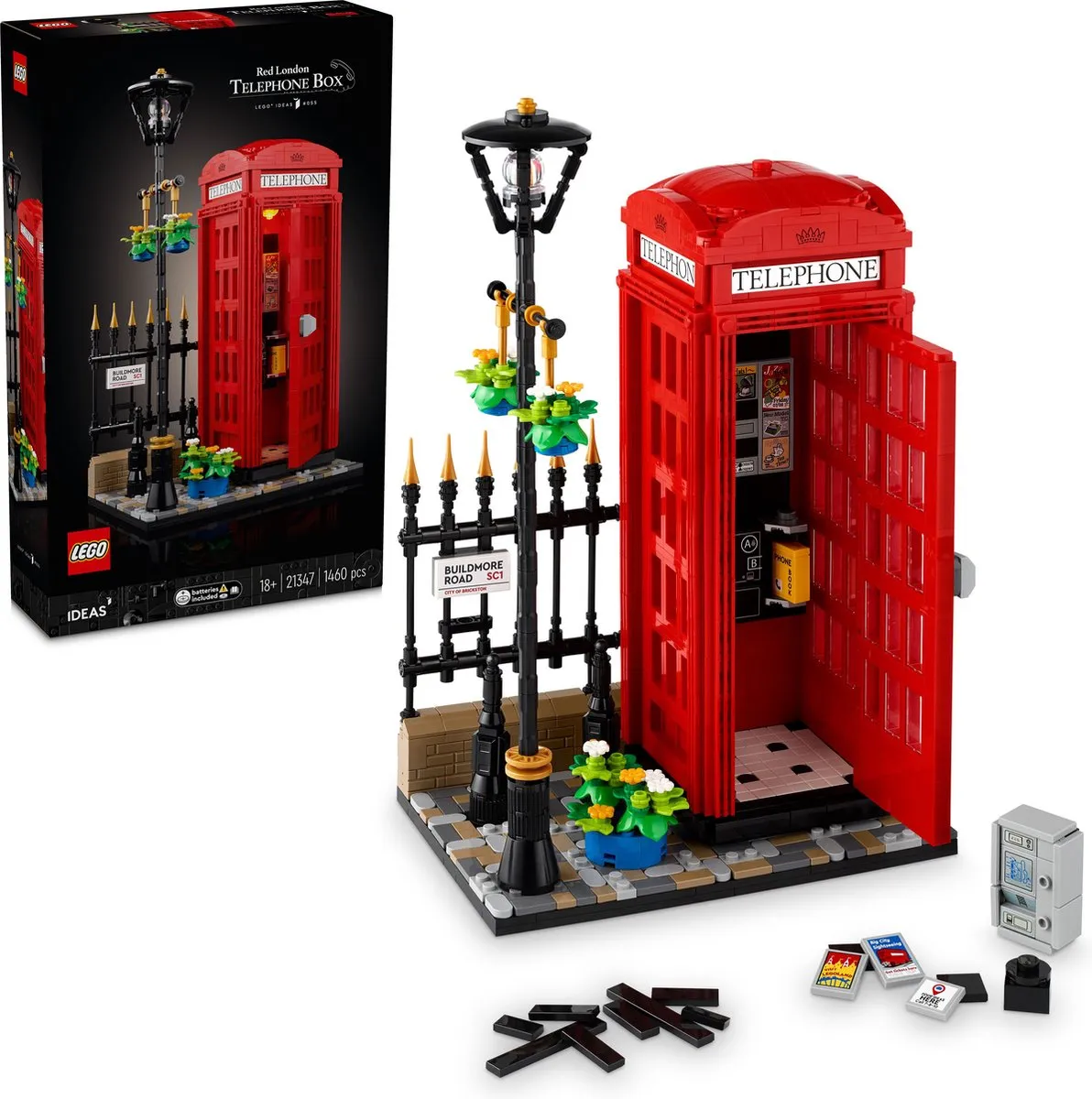 LEGO Ideas Rode Londense Telefooncel 21347 - 1460 Stukken