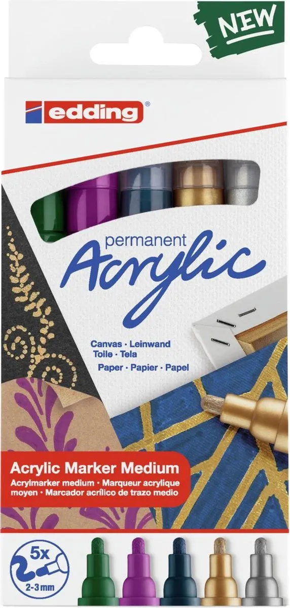 edding 5100 Acrylstiften Medium - 5 Kleuren