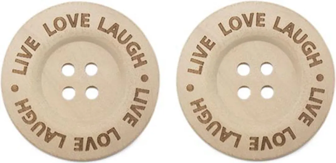 Durable Houten Knopen Live Love Laugh 40mm