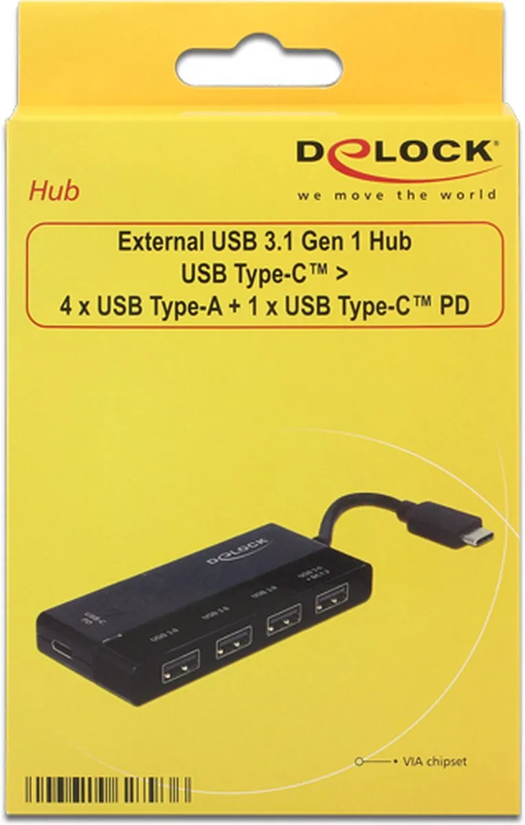 Delock 62793 USB-C Hub - 4x USB-A 1x USB-C PD