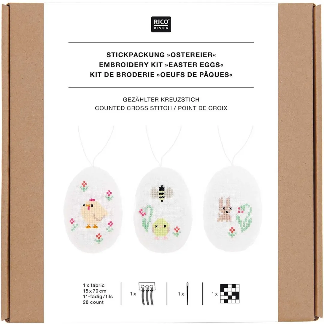 Rico Design Pasen Borduurpakket 3 Stuks
