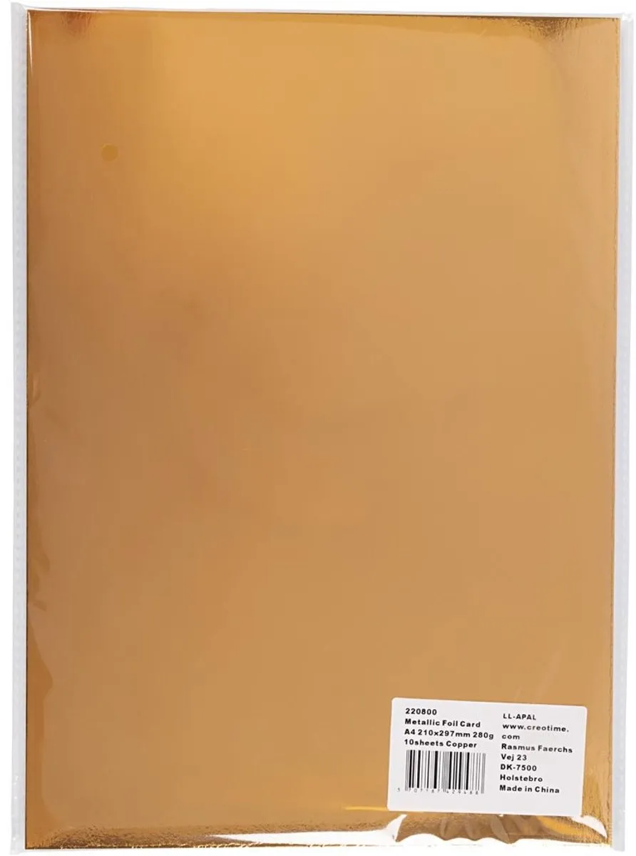 Creativ Company Metallic Foliekarton A4 Koper - 10 Vel