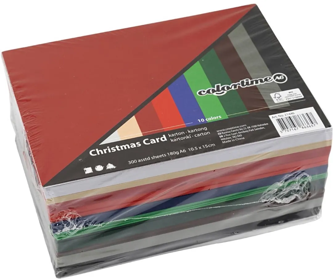 Colortime Kerst Karton A6 - 300 Vel - 10 Kleuren