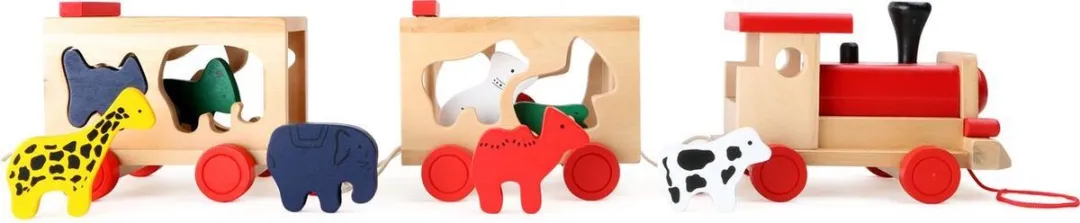 Small Foot Houten Dierentuintrein - Bruin