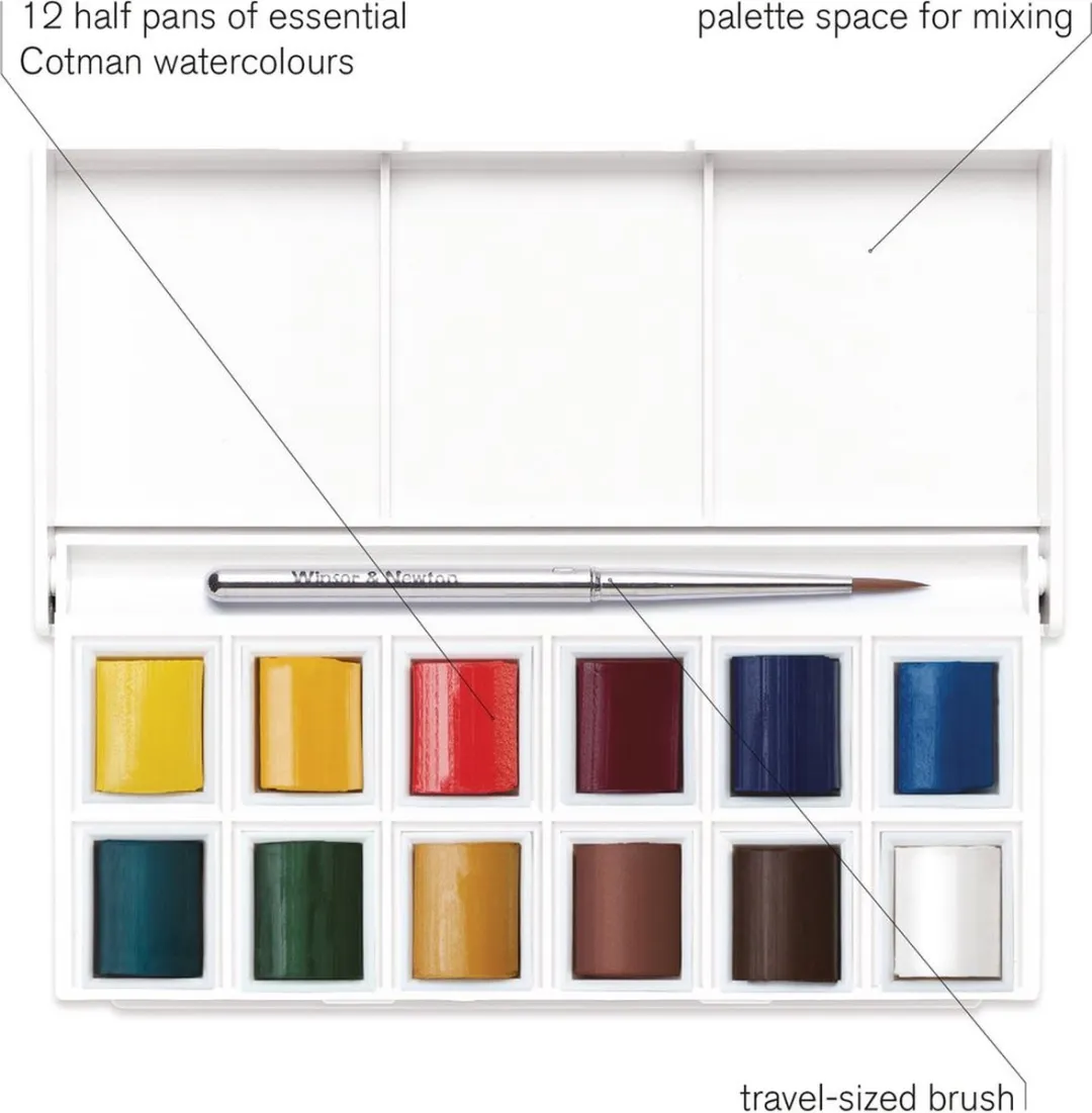 Winsor & Newton Cotman Sketchers’ Pocket Aquarelset 12 Kleuren - 12ml