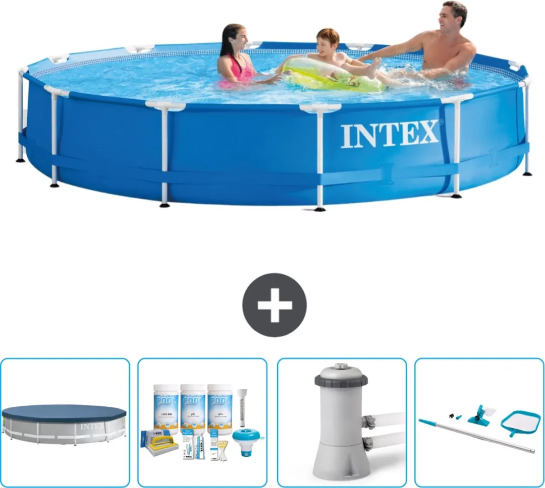 Intex 28210NP-Blauw Rond Frame Zwembad 366x76cm - Blauw