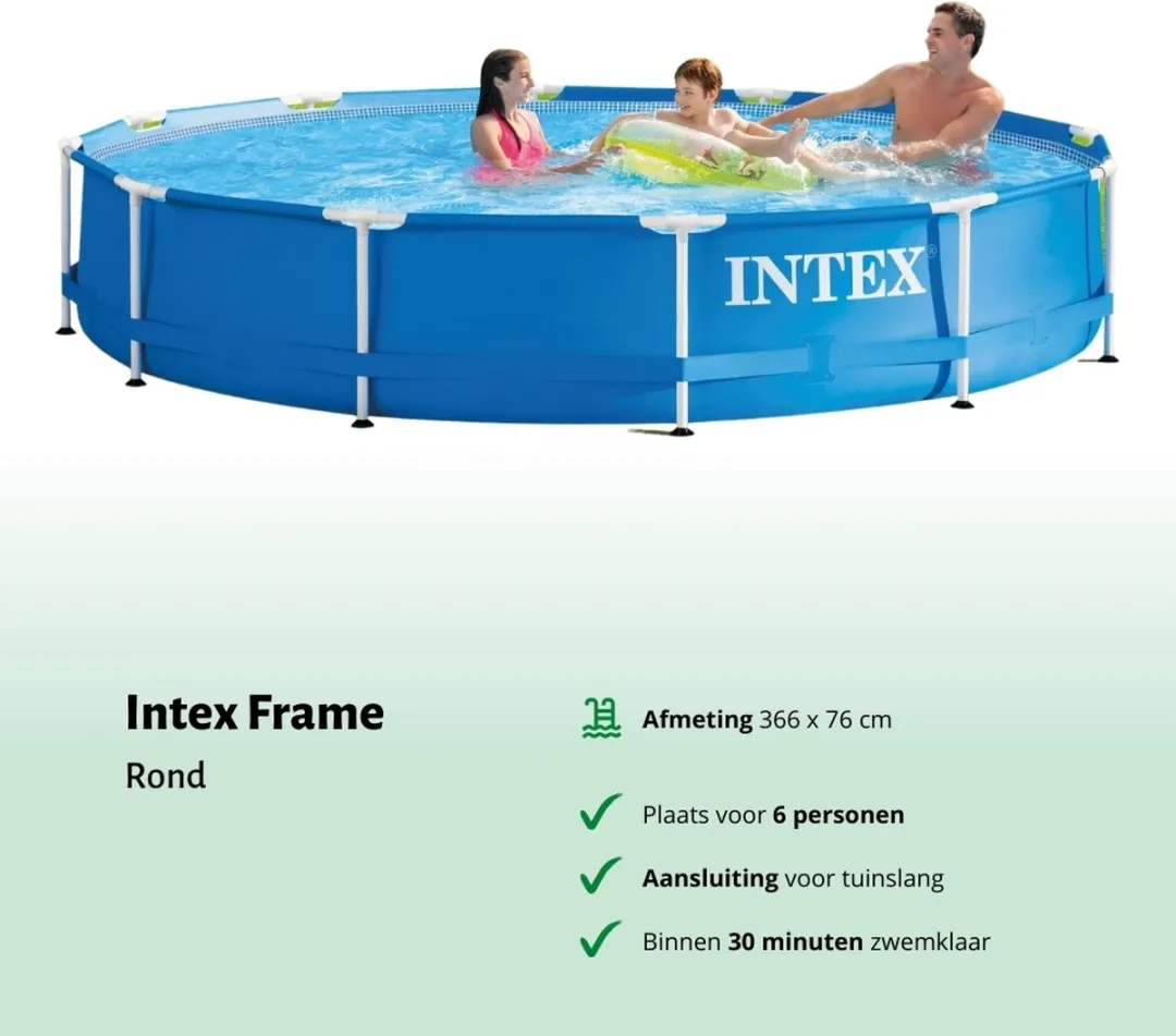 Intex 28210NP-Blauw Rond Frame Zwembad 366x76cm - Blauw