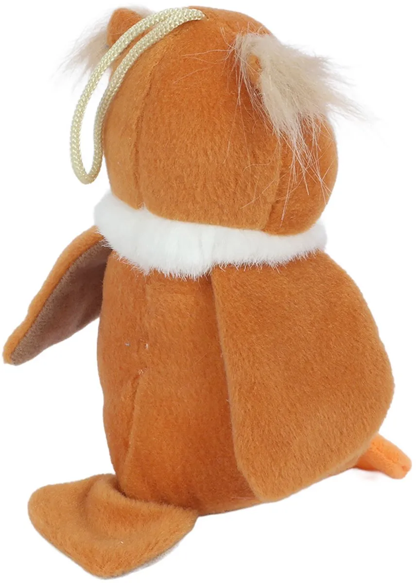 PIA Soft Toys Pluche Uil Knuffel 13cm - Beige/Bruin/Oranje/Wit