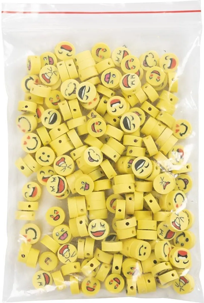 Creativ Company Figuurkralen Smiley 10mm - Geel - 200 Stuks