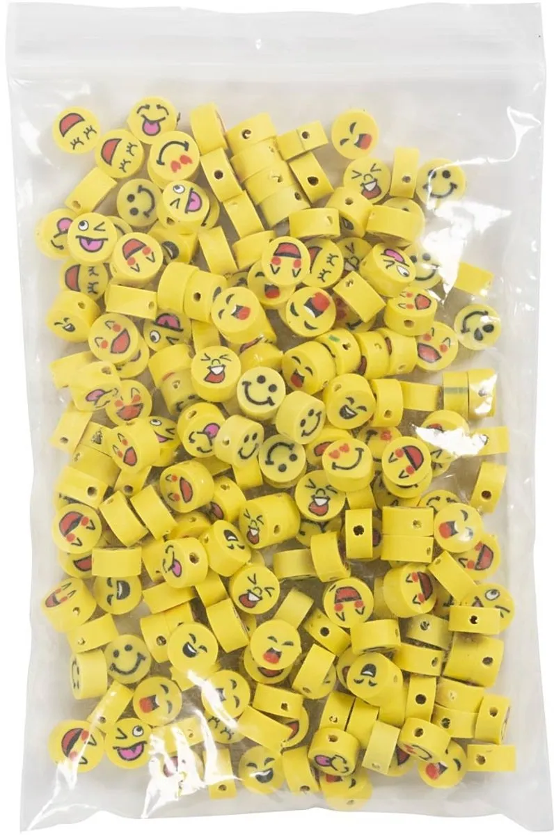 Creativ Company Figuurkralen Smiley 10mm - Geel - 200 Stuks