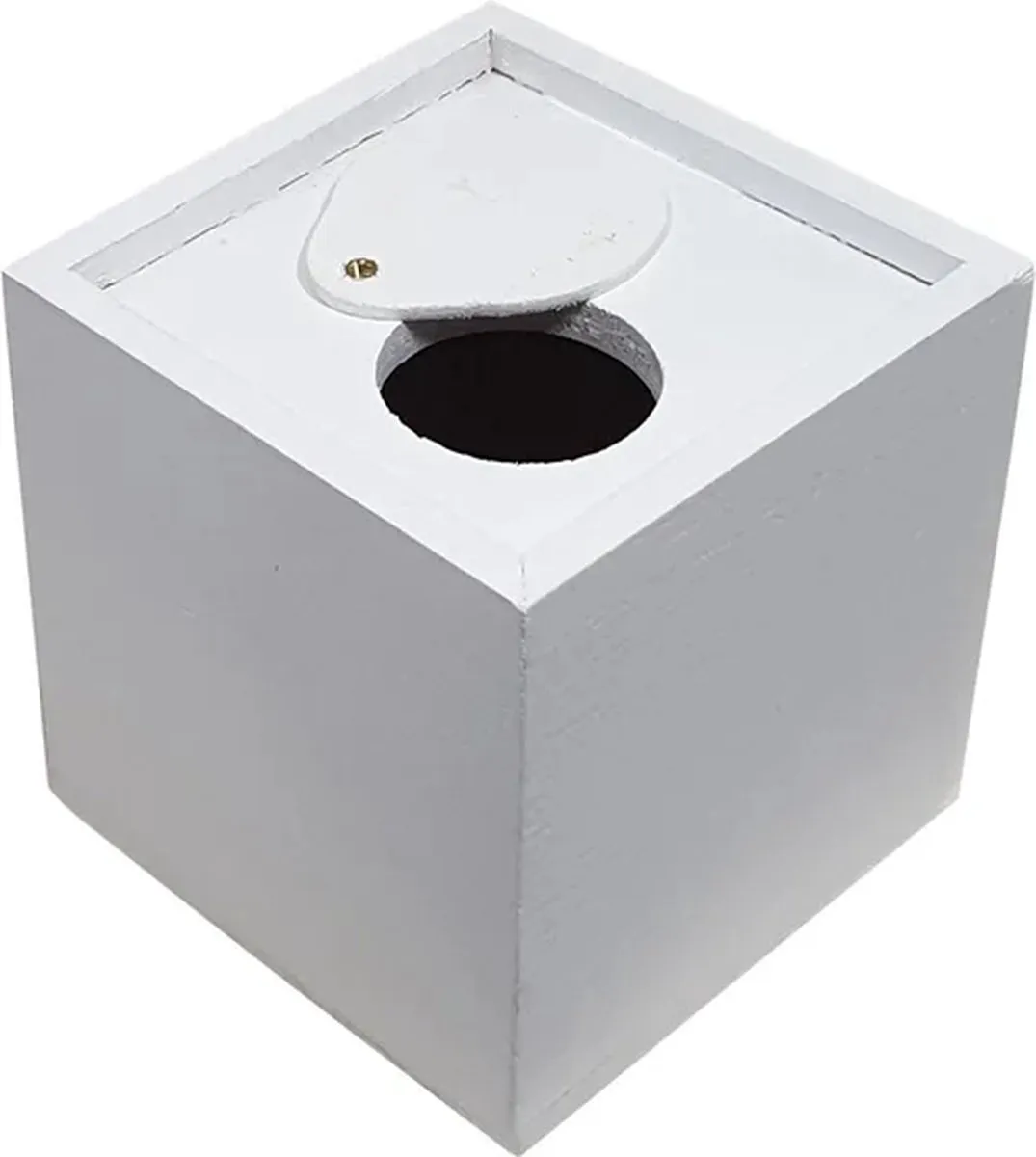 Creativ Company Houten Spaarpot Vierkant - 8,7x8,5x8,6cm - Wit