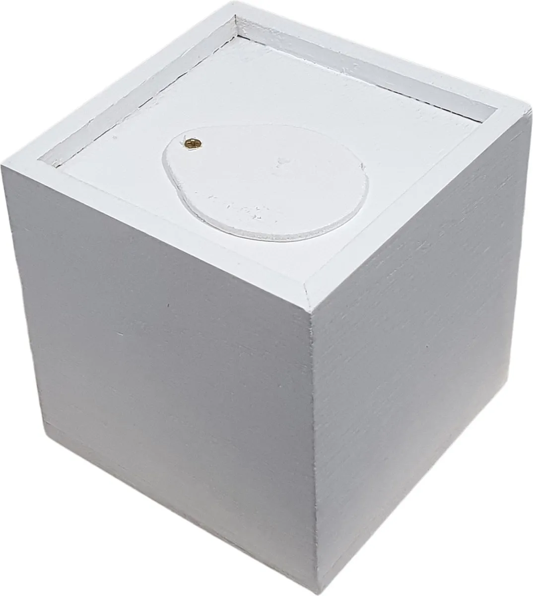 Creativ Company Houten Spaarpot Vierkant - 8,7x8,5x8,6cm - Wit