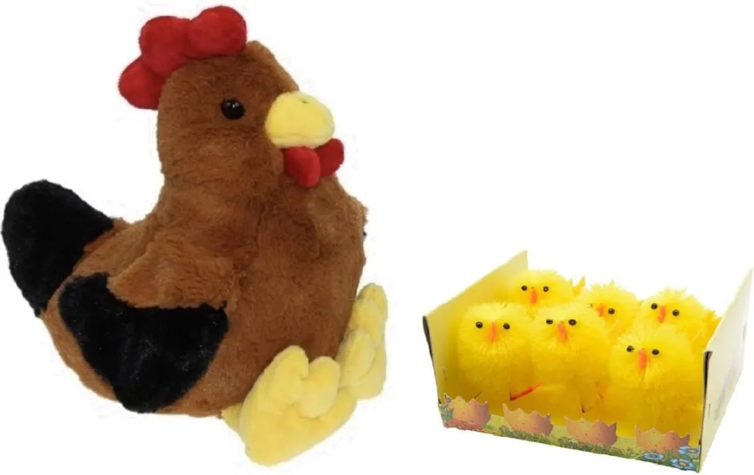 Decoris Pluche Bruine Kippenknuffel 25cm