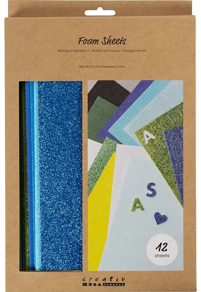 Creativ Company Foam Vellen 14x25cm Blauw/ Groen - 12 Vel