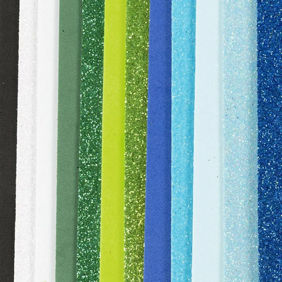 Creativ Company Foam Vellen 14x25cm Blauw/ Groen - 12 Vel